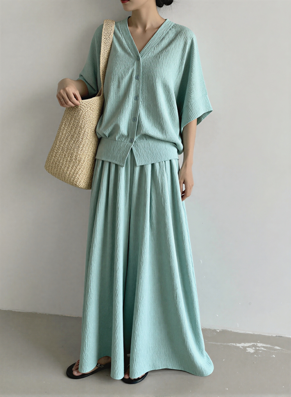 Cozy Flow Pleated Lounge Set - 코지 플로우 플리츠 라운지 세트