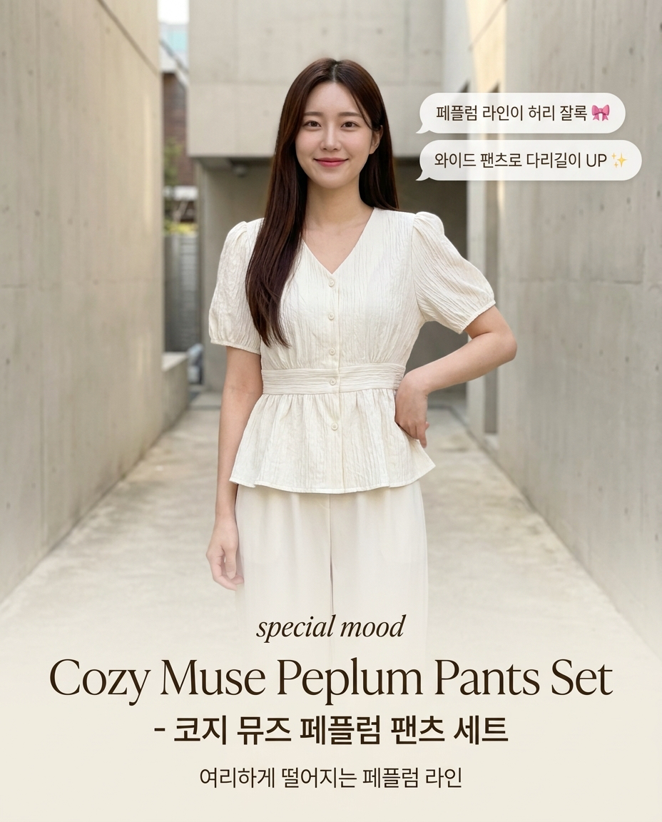 Cozy Muse Peplum Pants Set - 코지 뮤즈 페플럼 팬츠 세트