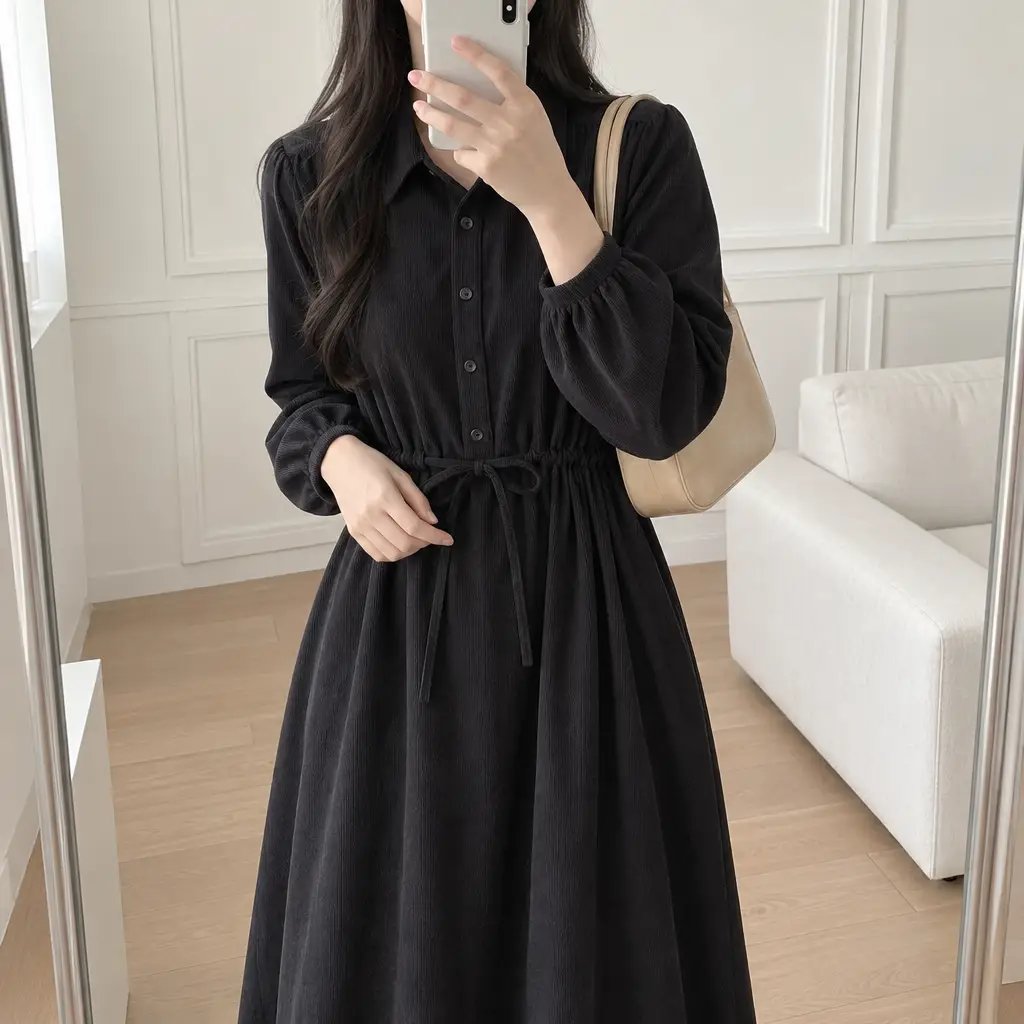 Maple Corduroy Shirt Dress - 메이플 코듀로이 셔츠 원피스