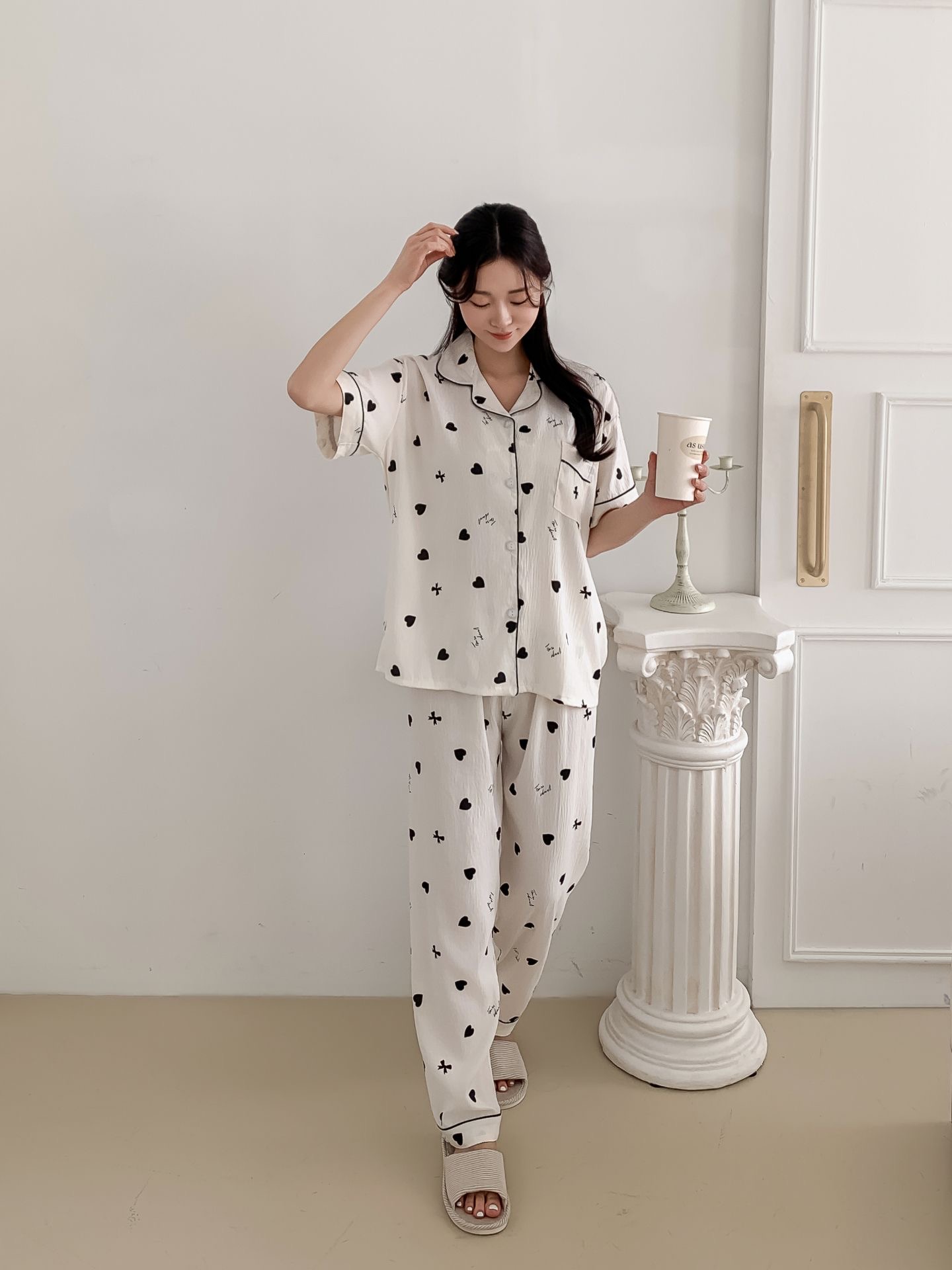 Sweet Heart 3-Piece Pajama Set - 스위트 하트 3종 파자마 세트