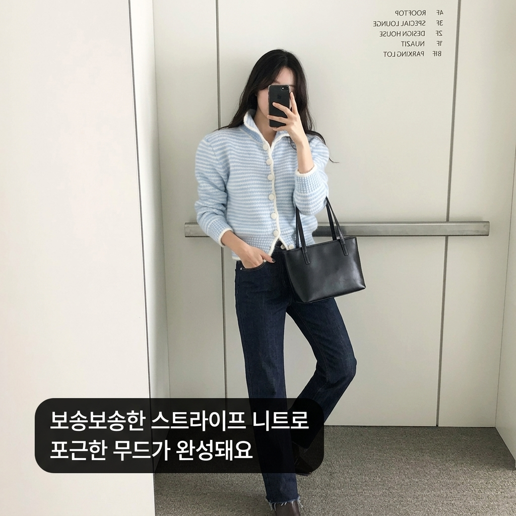 Dreamy Stripe Button Cardigan - 드리미 스트라이프 버튼 가디건(당일출고⚡️)