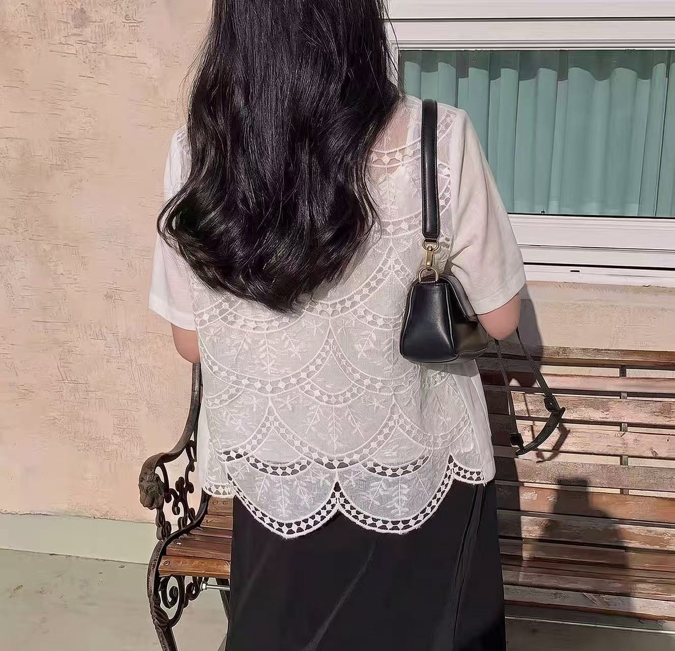 Romantic Lace Back Half Jacket - 로맨틱 레이스 백 하프 자켓