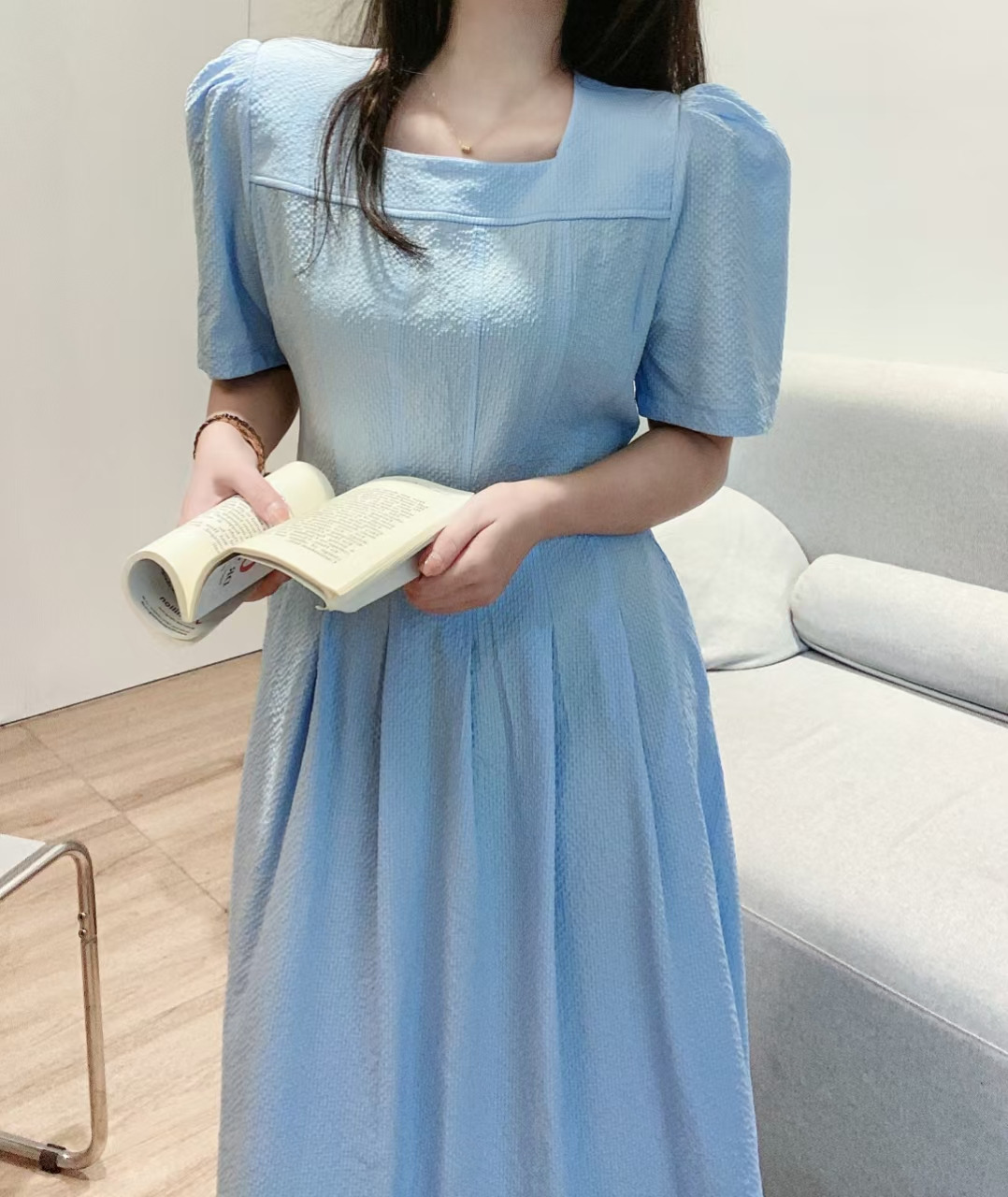 Soft Square Neck Flare Dress - 소프트 스퀘어넥 플레어 원피스