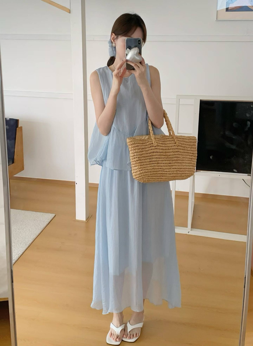 Pastel Bloom Chiffon Dress Set - 파스텔 블룸 쉬폰 원피스 세트