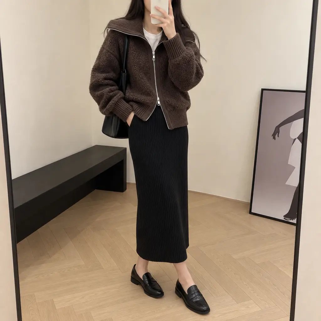 Boucle Sailor Zip Cardigan - 부클 세일러 집업 가디건