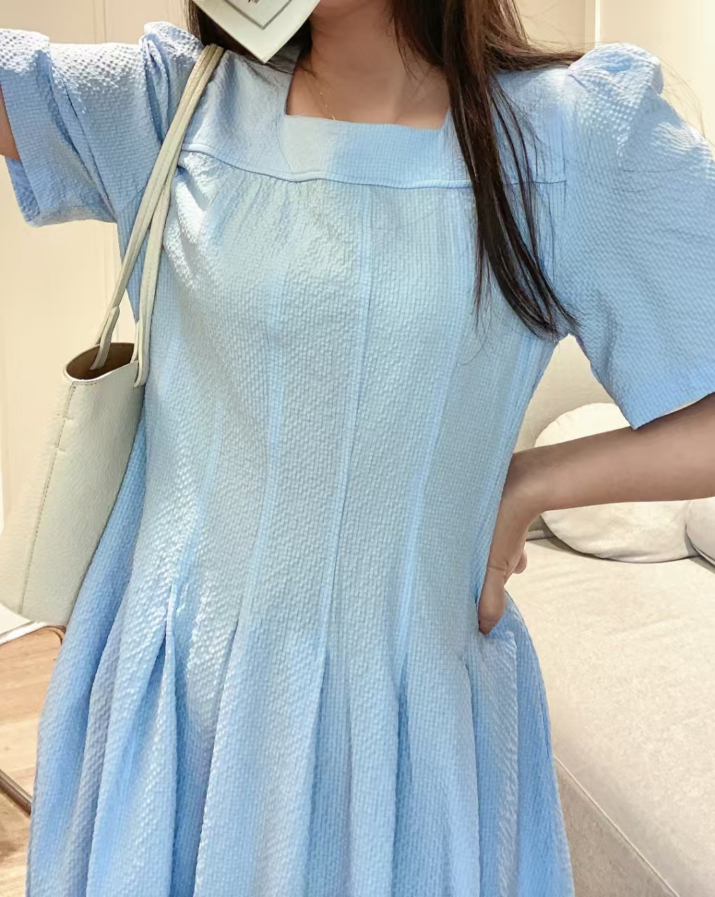 Soft Square Neck Flare Dress - 소프트 스퀘어넥 플레어 원피스