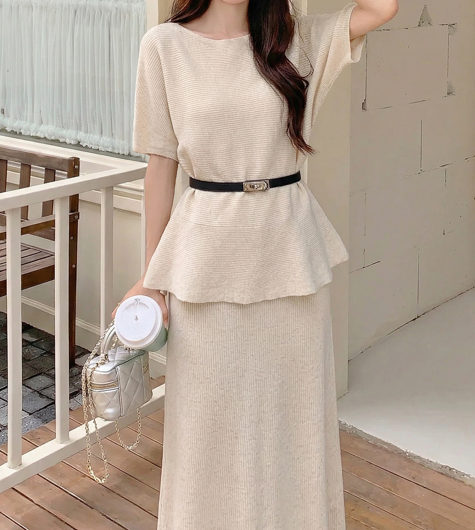 Peplum Pleats Skirt Set - 페플럼 플리츠 스커트 세트