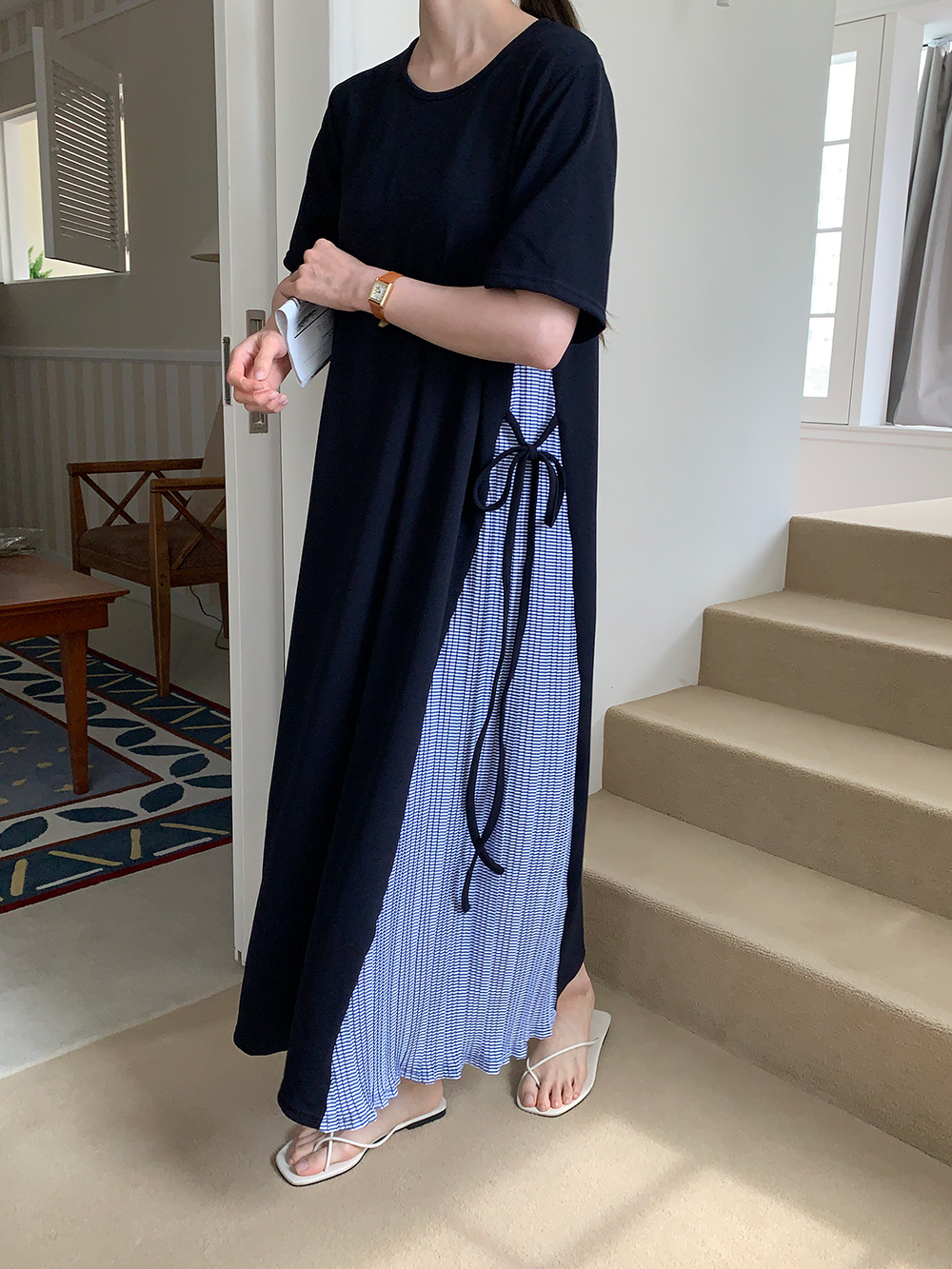 Breezy Ribbon Pleats Dress - 브리지 리본 플리츠 원피스