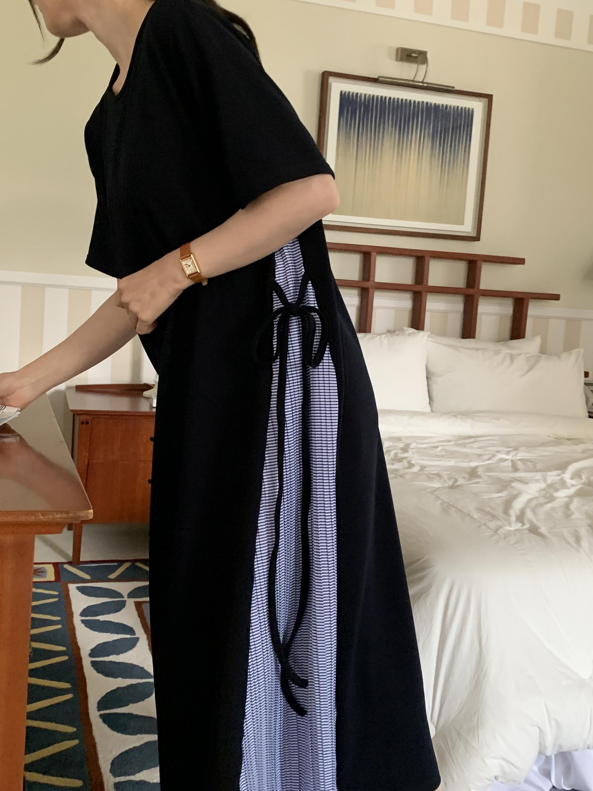 Breezy Ribbon Pleats Dress - 브리지 리본 플리츠 원피스
