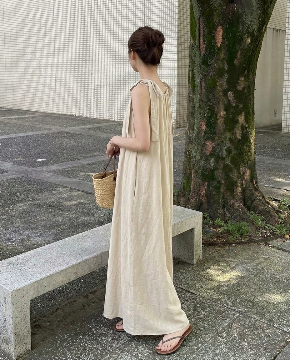 Ribbon Breeze Maxi Dress - 리본 브리즈 맥시 드레스