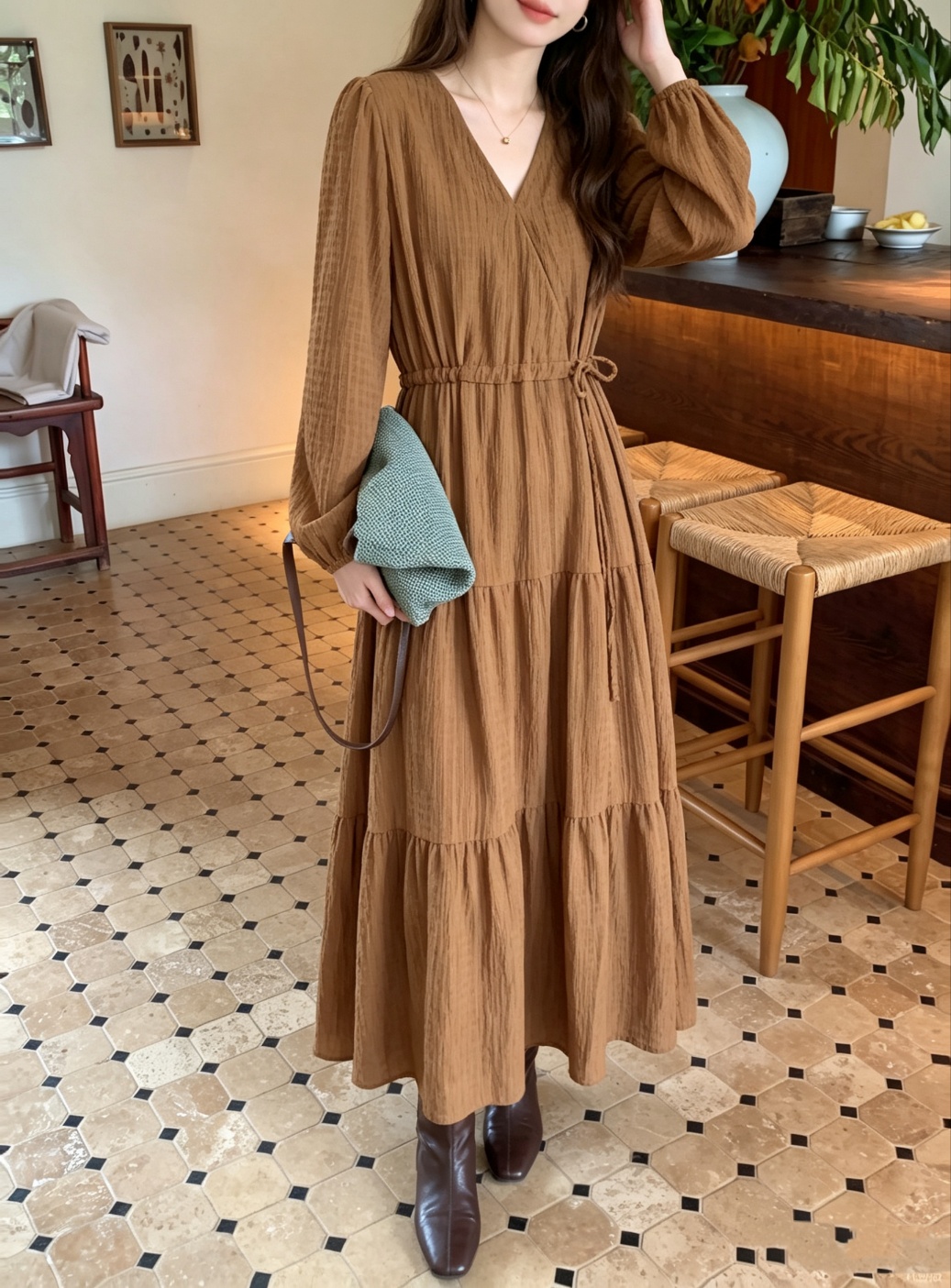 Cozy Wrap Maxi Dress - 코지 랩 맥시 원피스