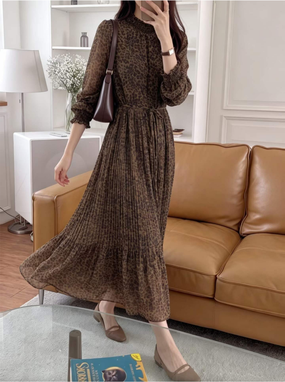 Leopard Pleats Dress - 레오파드 플리츠 원피스