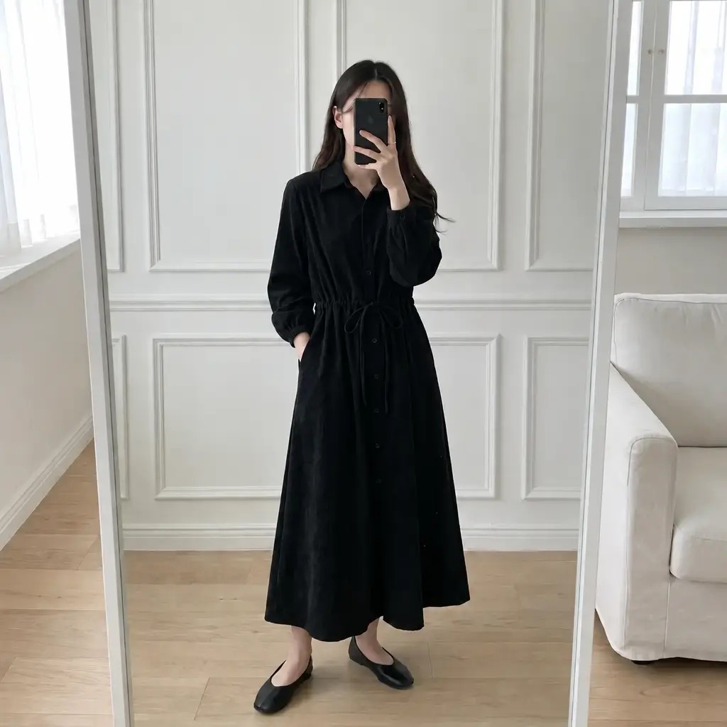 Soft Corduroy Mood Long Dress - 소프트 코듀로이 무드 롱 원피스