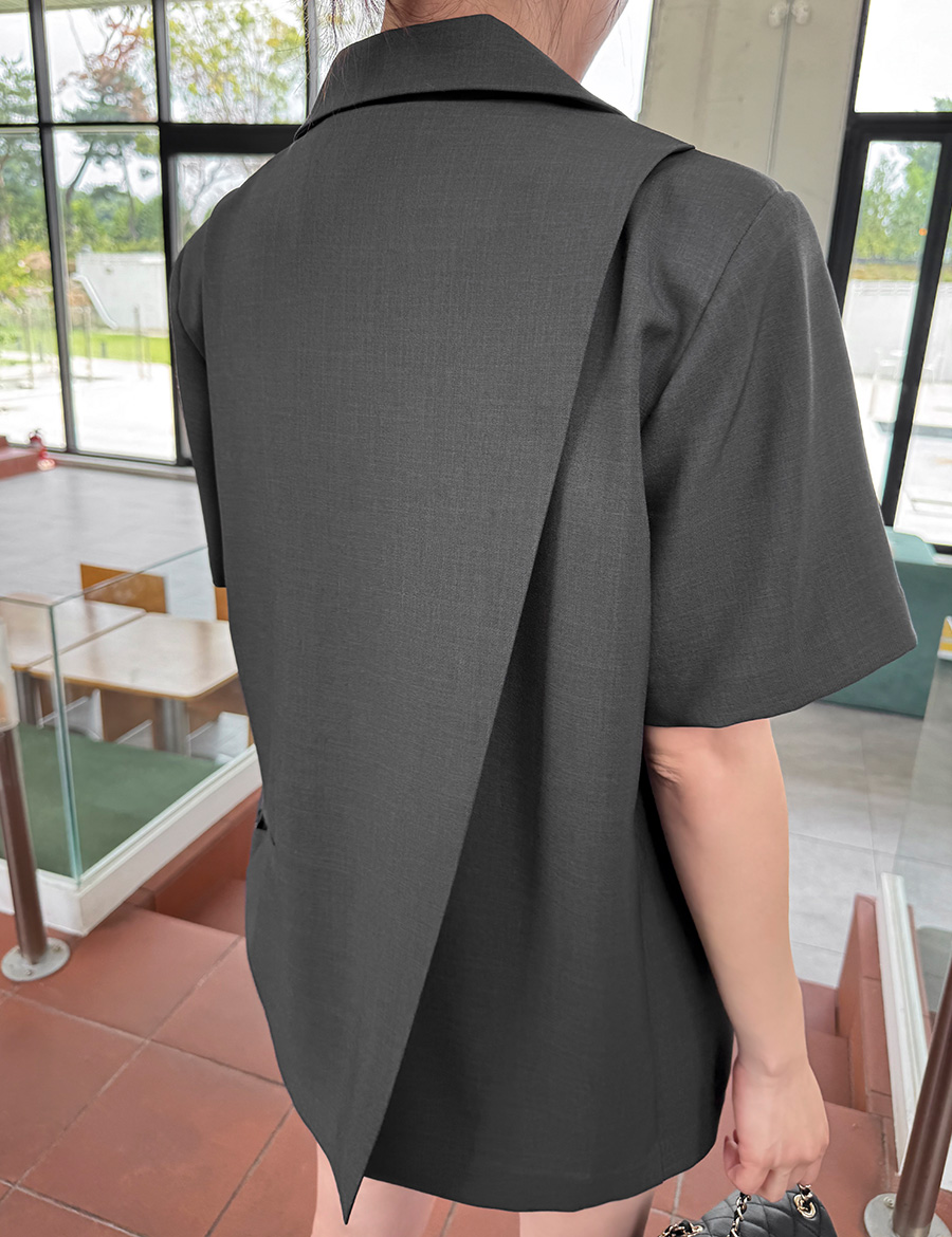 City Light Split Back Short Sleeve Blazer - 시티 라이트 스플릿 백 숏 슬리브 블레이저