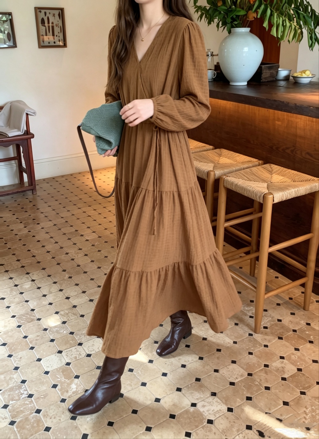 Cozy Wrap Maxi Dress - 코지 랩 맥시 원피스