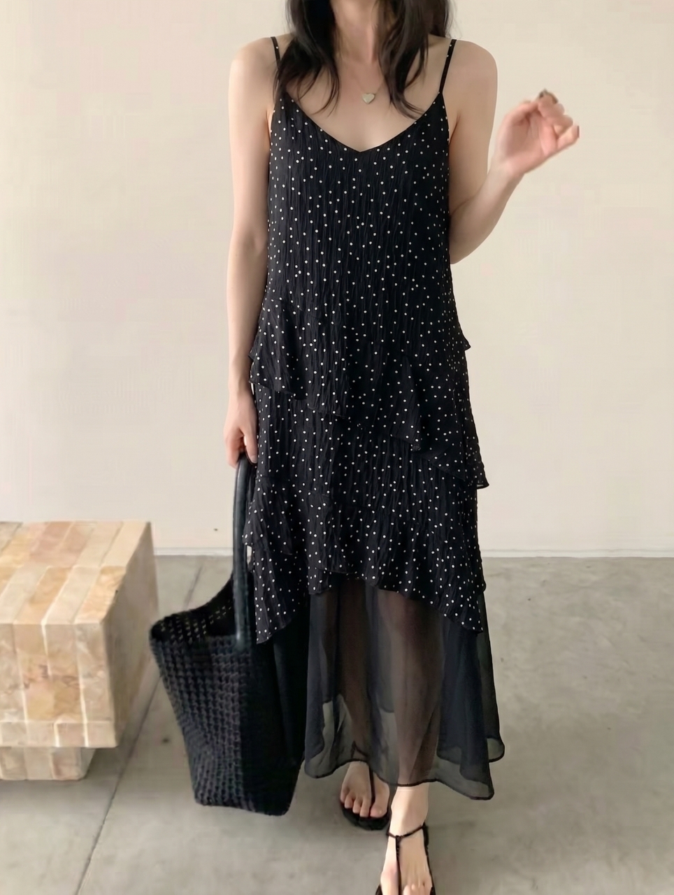 Starlight Dot Frill Maxi Dress - 스타라이트 도트 프릴 맥시 원피스