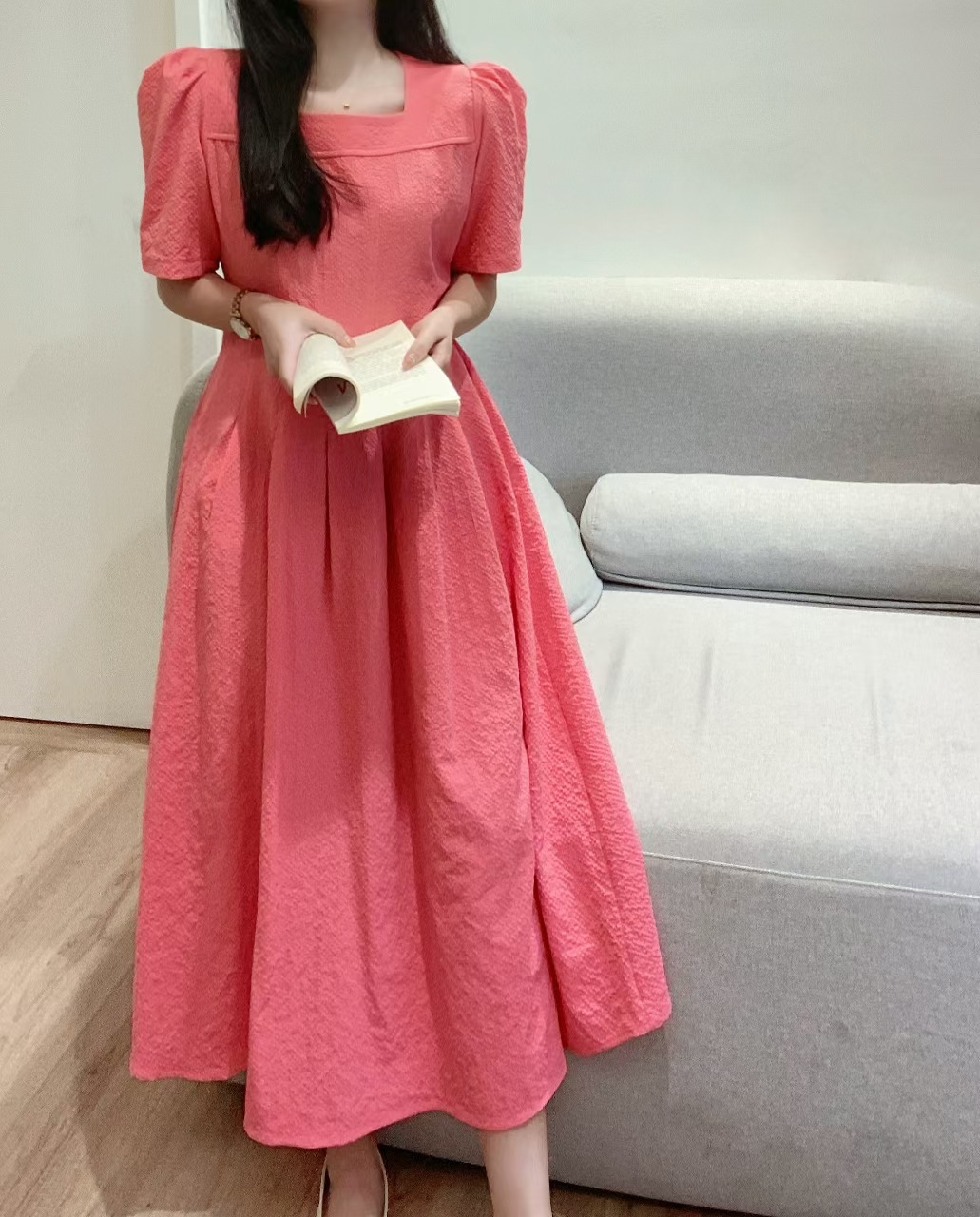 Soft Square Neck Flare Dress - 소프트 스퀘어넥 플레어 원피스
