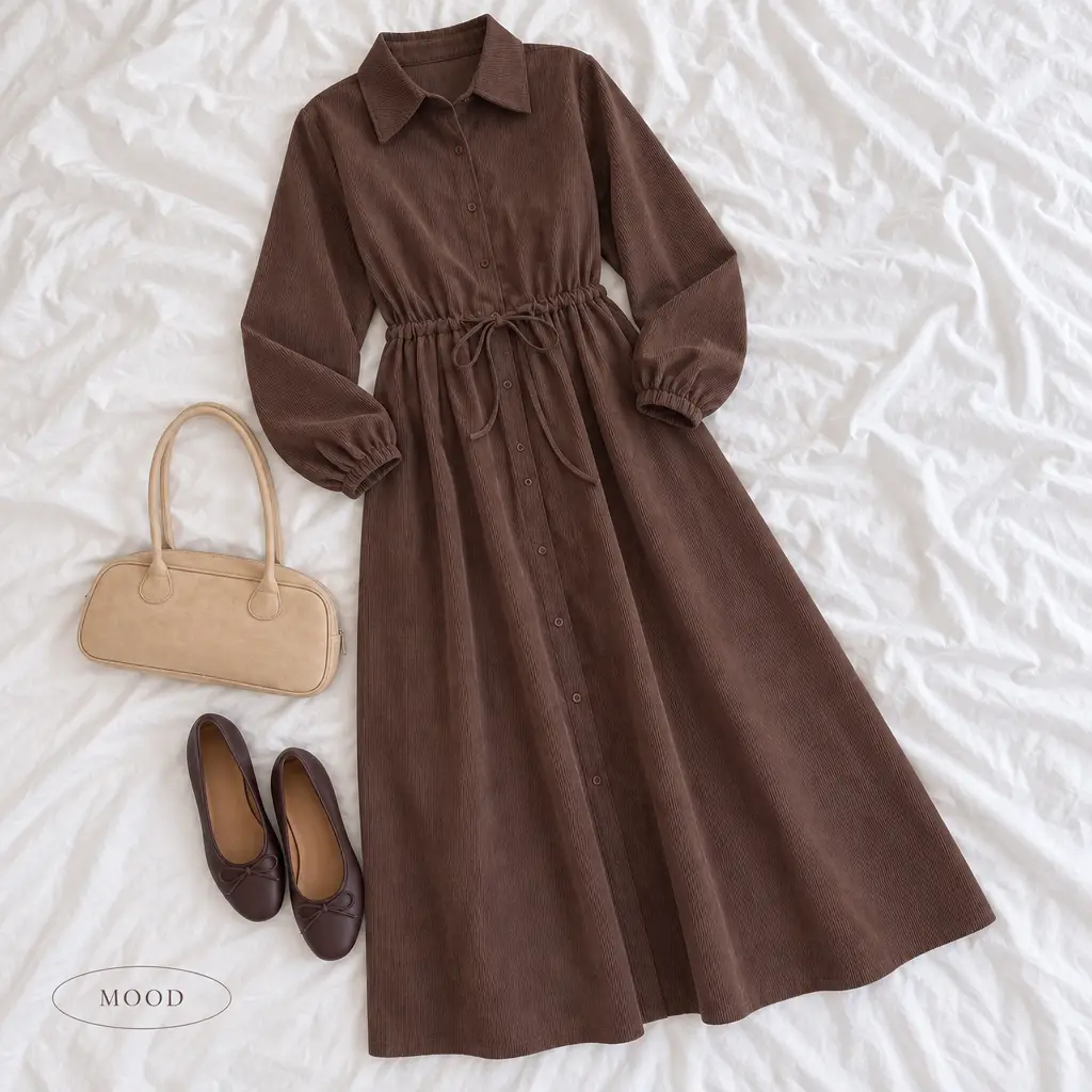 Soft Corduroy Mood Long Dress - 소프트 코듀로이 무드 롱 원피스