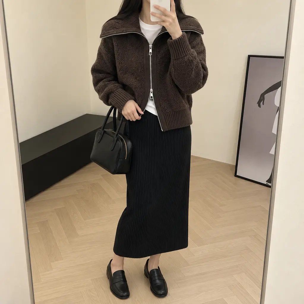 Boucle Sailor Zip Cardigan - 부클 세일러 집업 가디건