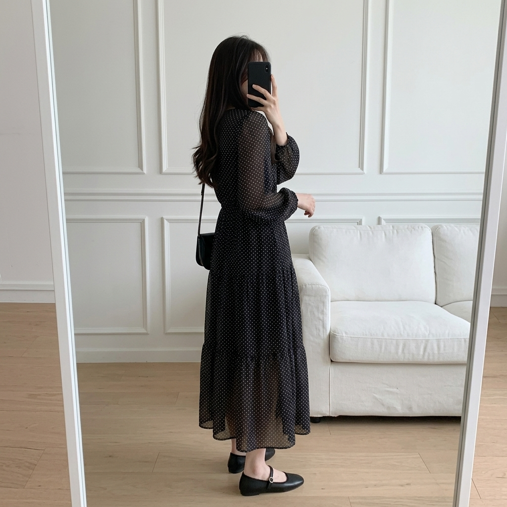 Romantic Mood Dot Midi Dress - 로맨틱 무드 도트 미디 원피스