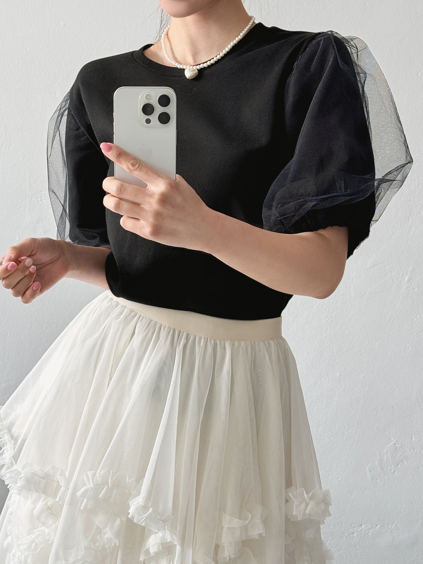 Soft Muse Organza Sleeve Top - 소프트 뮤즈 오간자 슬리브 탑(국내제작)