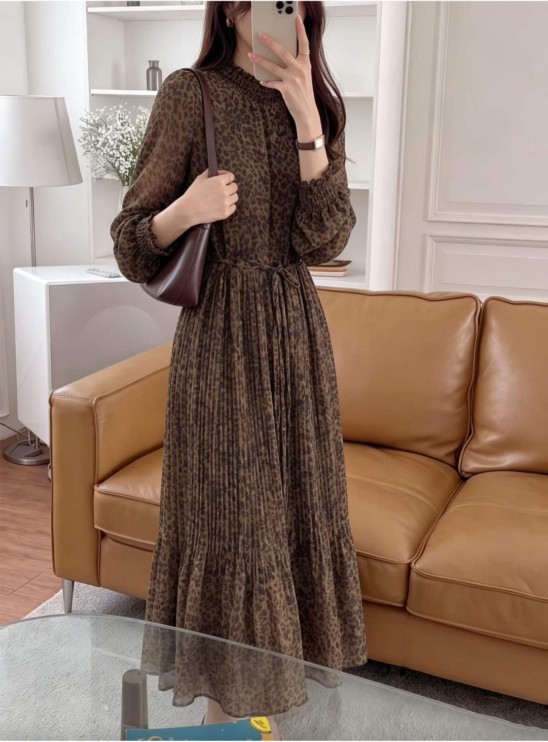 Leopard Pleats Dress - 레오파드 플리츠 원피스