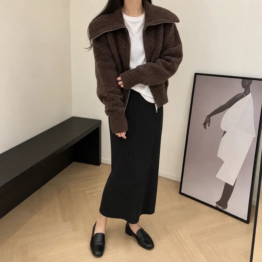Boucle Sailor Zip Cardigan - 부클 세일러 집업 가디건