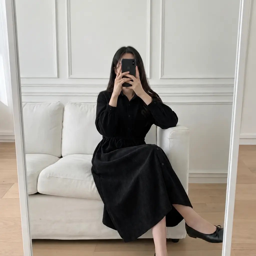 Soft Corduroy Mood Long Dress - 소프트 코듀로이 무드 롱 원피스