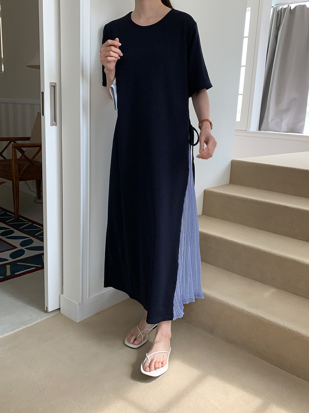 Breezy Ribbon Pleats Dress - 브리지 리본 플리츠 원피스