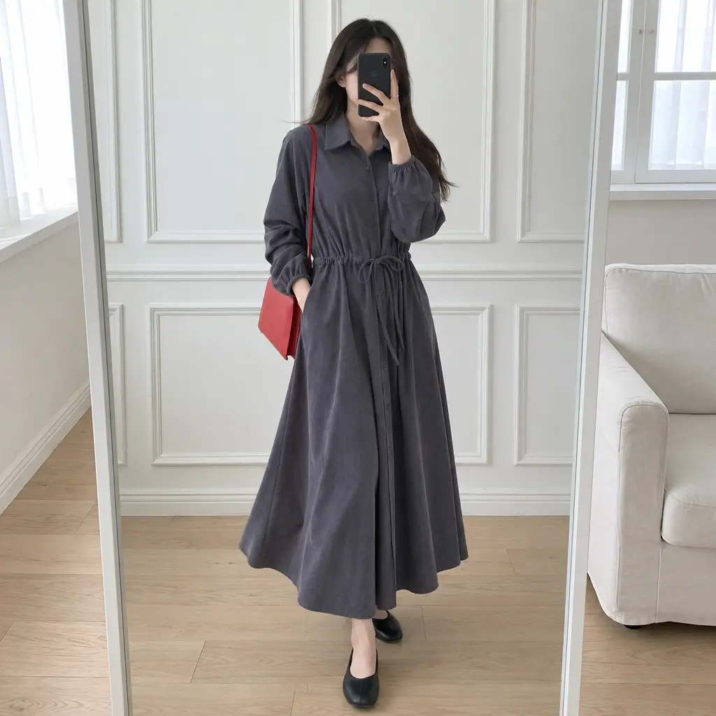 Soft Corduroy Mood Long Dress - 소프트 코듀로이 무드 롱 원피스