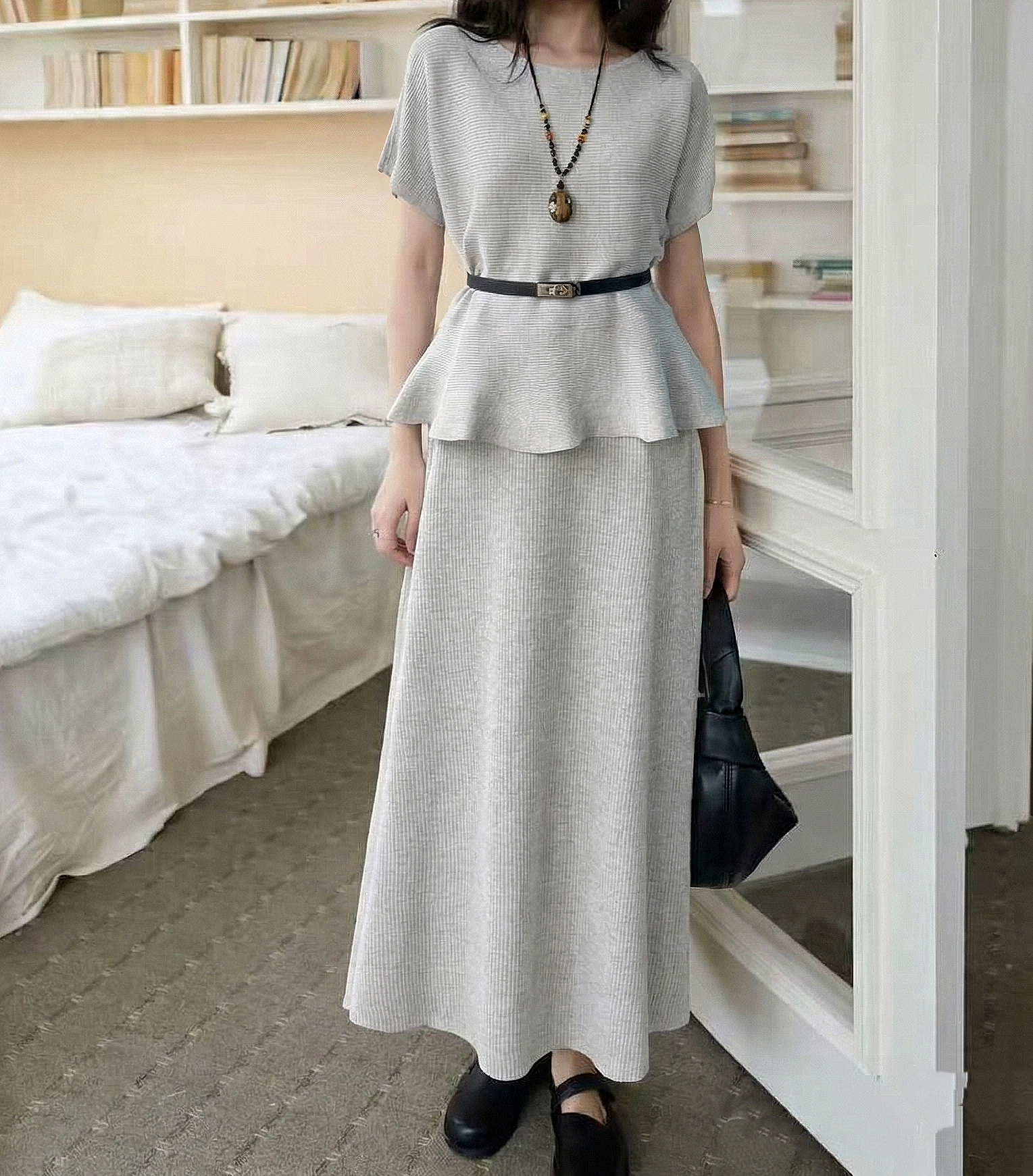 Peplum Pleats Skirt Set - 페플럼 플리츠 스커트 세트