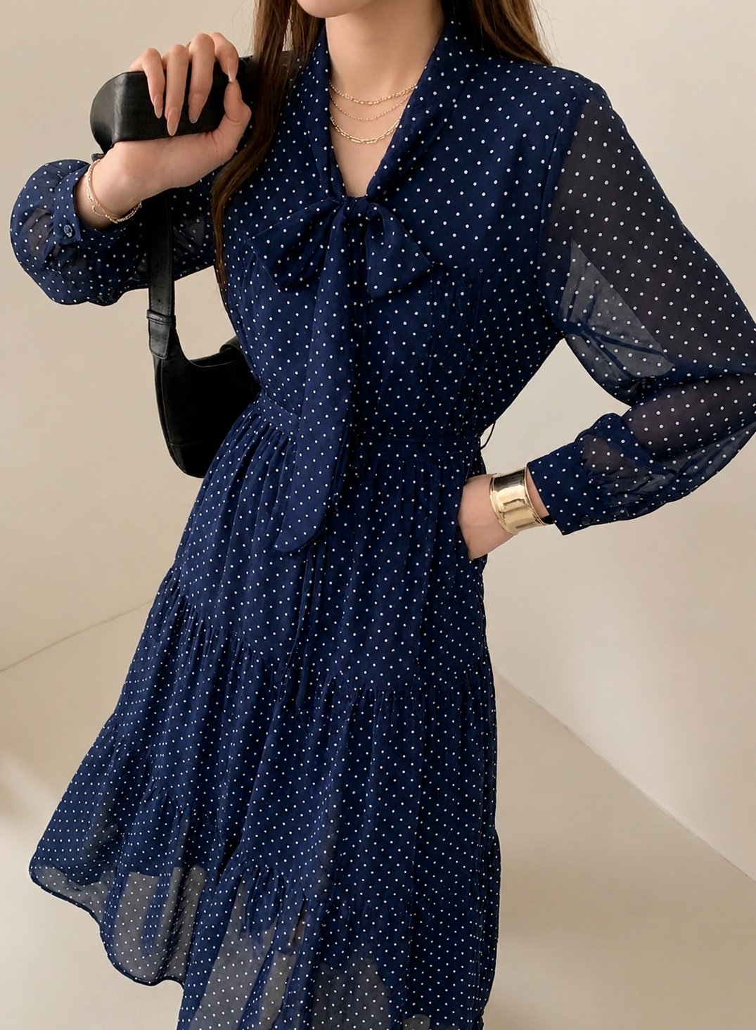 Romantic Mood Dot Midi Dress - 로맨틱 무드 도트 미디 원피스