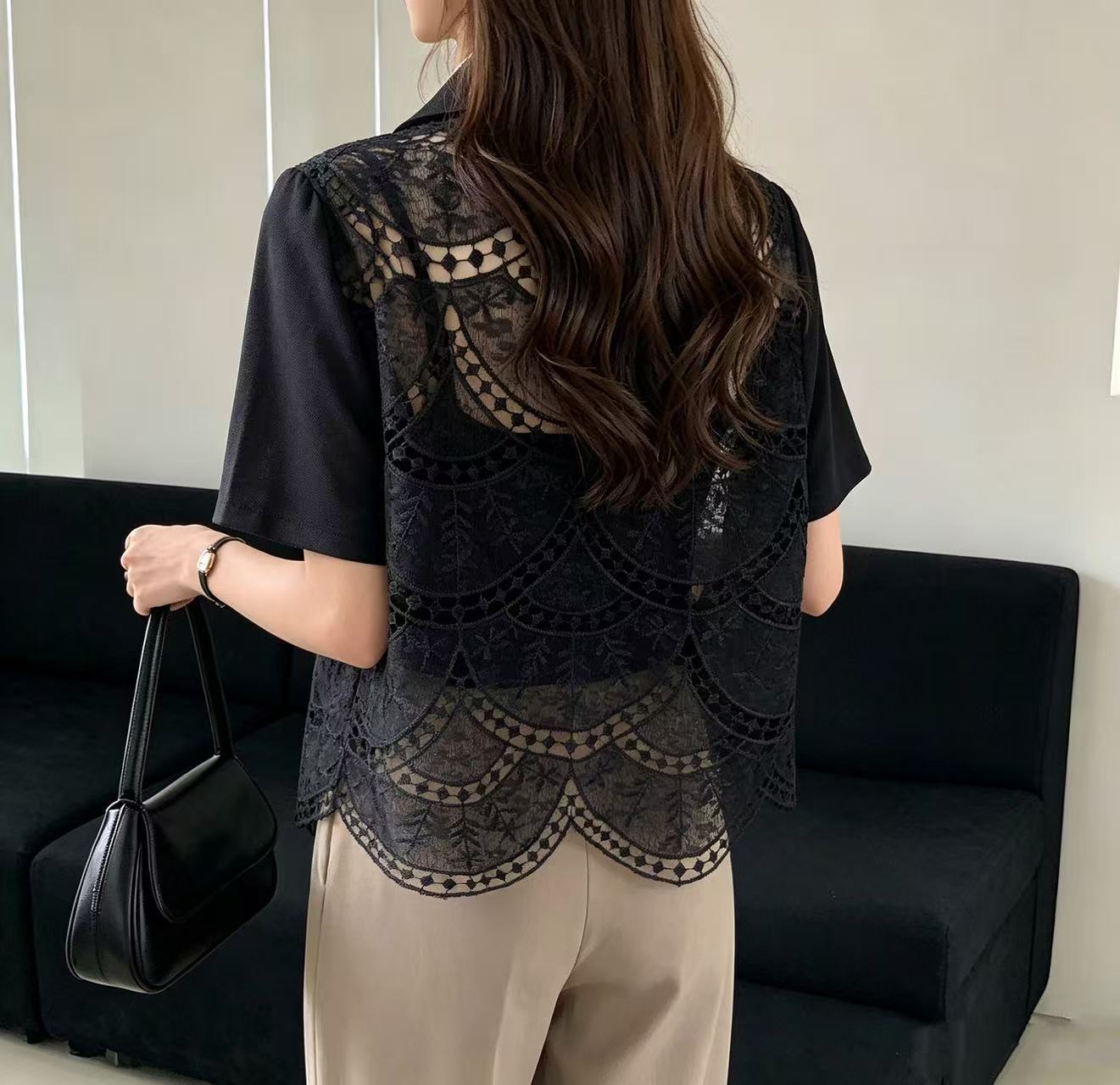 Romantic Lace Back Half Jacket - 로맨틱 레이스 백 하프 자켓