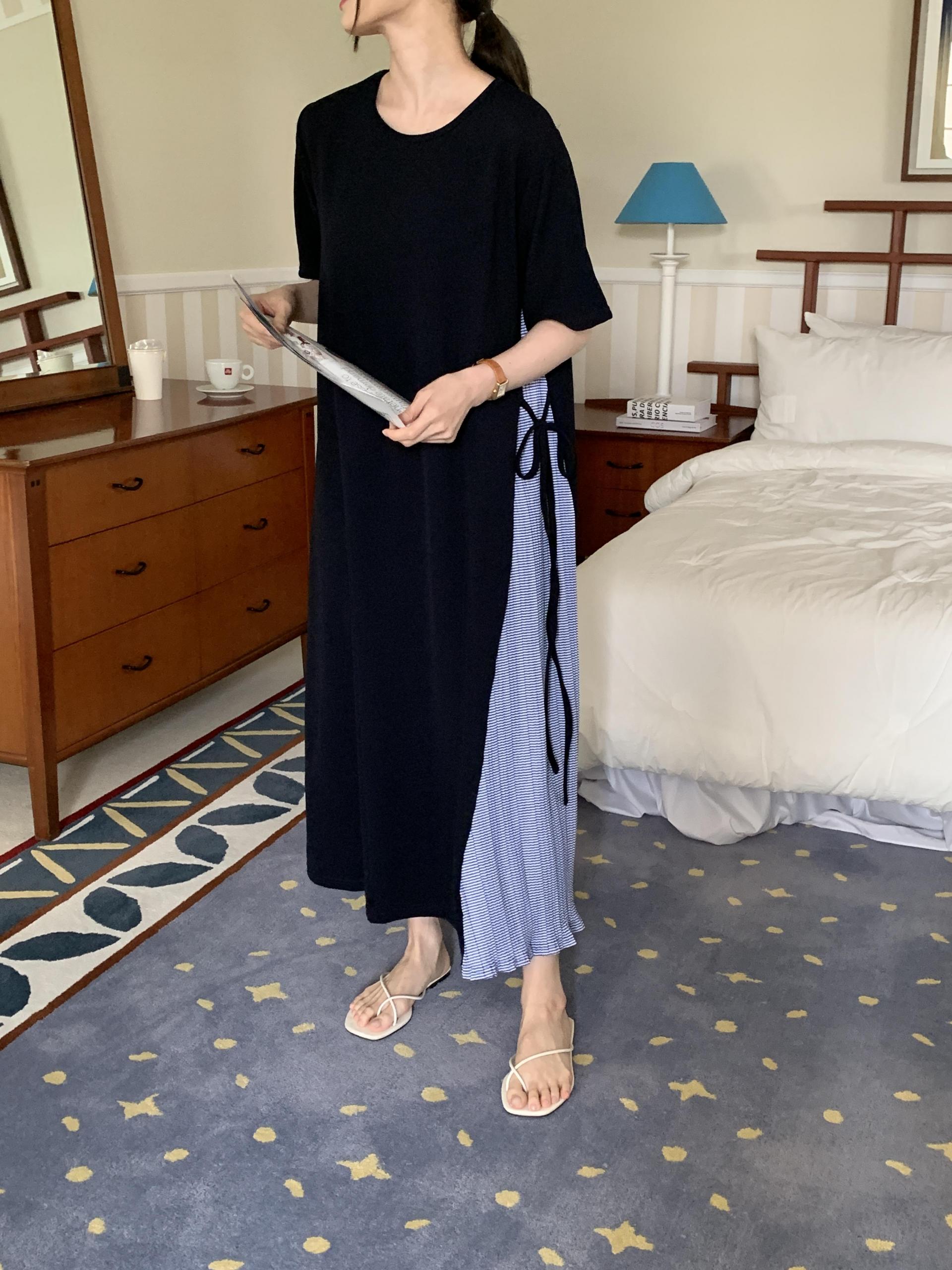 Breezy Ribbon Pleats Dress - 브리지 리본 플리츠 원피스