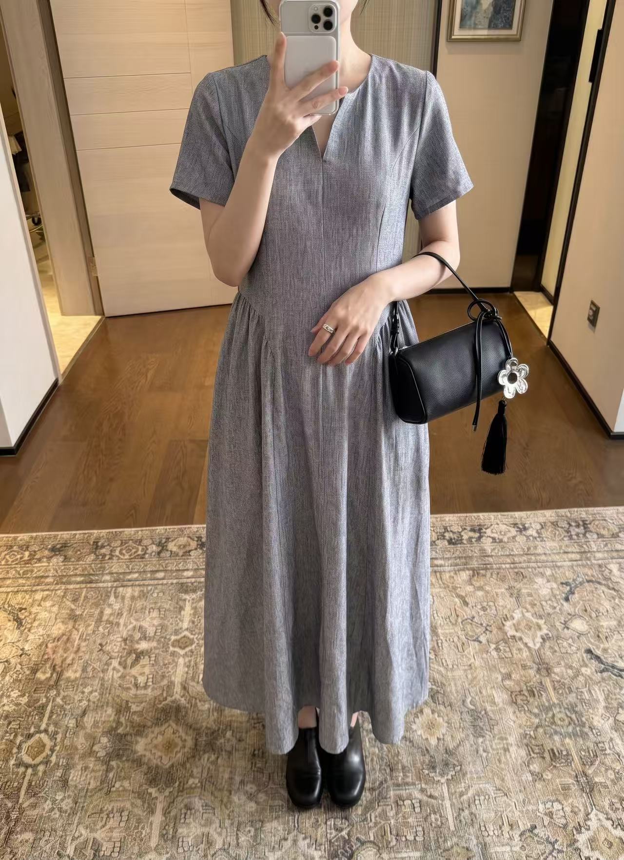 Minimal Slit Neck Maxi Dress - 미니멀 슬릿 넥 맥시 원피스