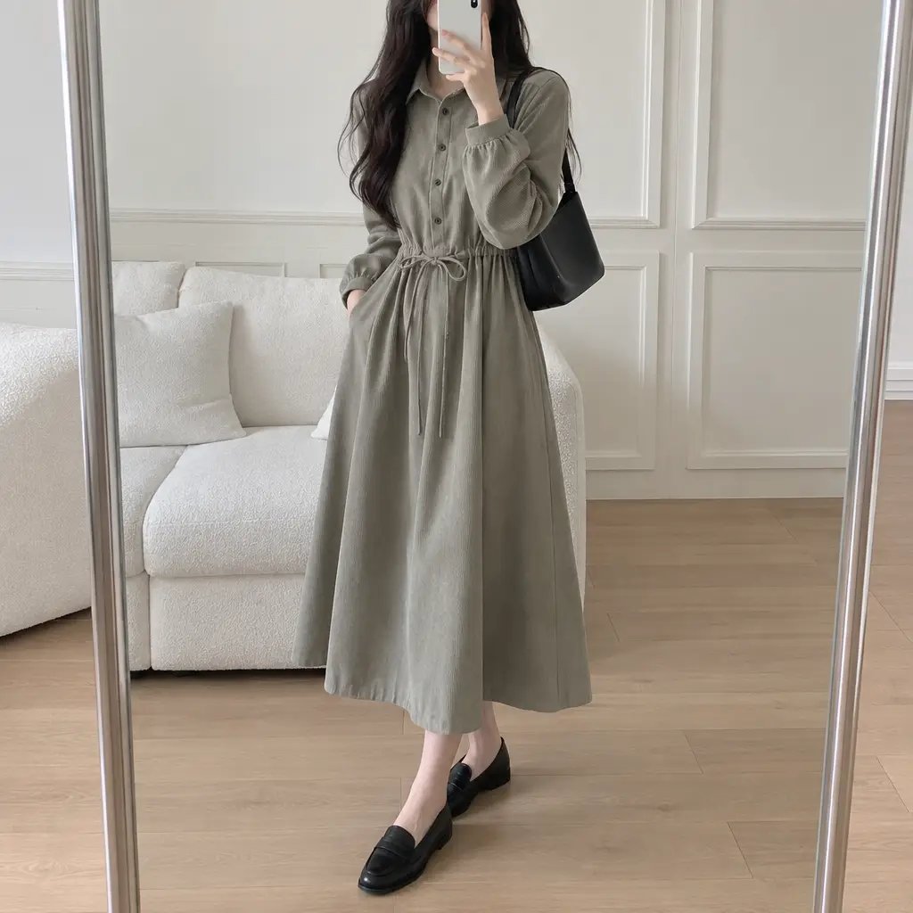 Maple Corduroy Shirt Dress - 메이플 코듀로이 셔츠 원피스