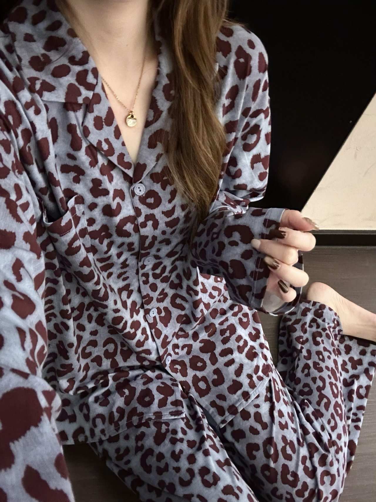Burgundy Leopard Pajama Set - 버건디 레오파드 파자마 세트