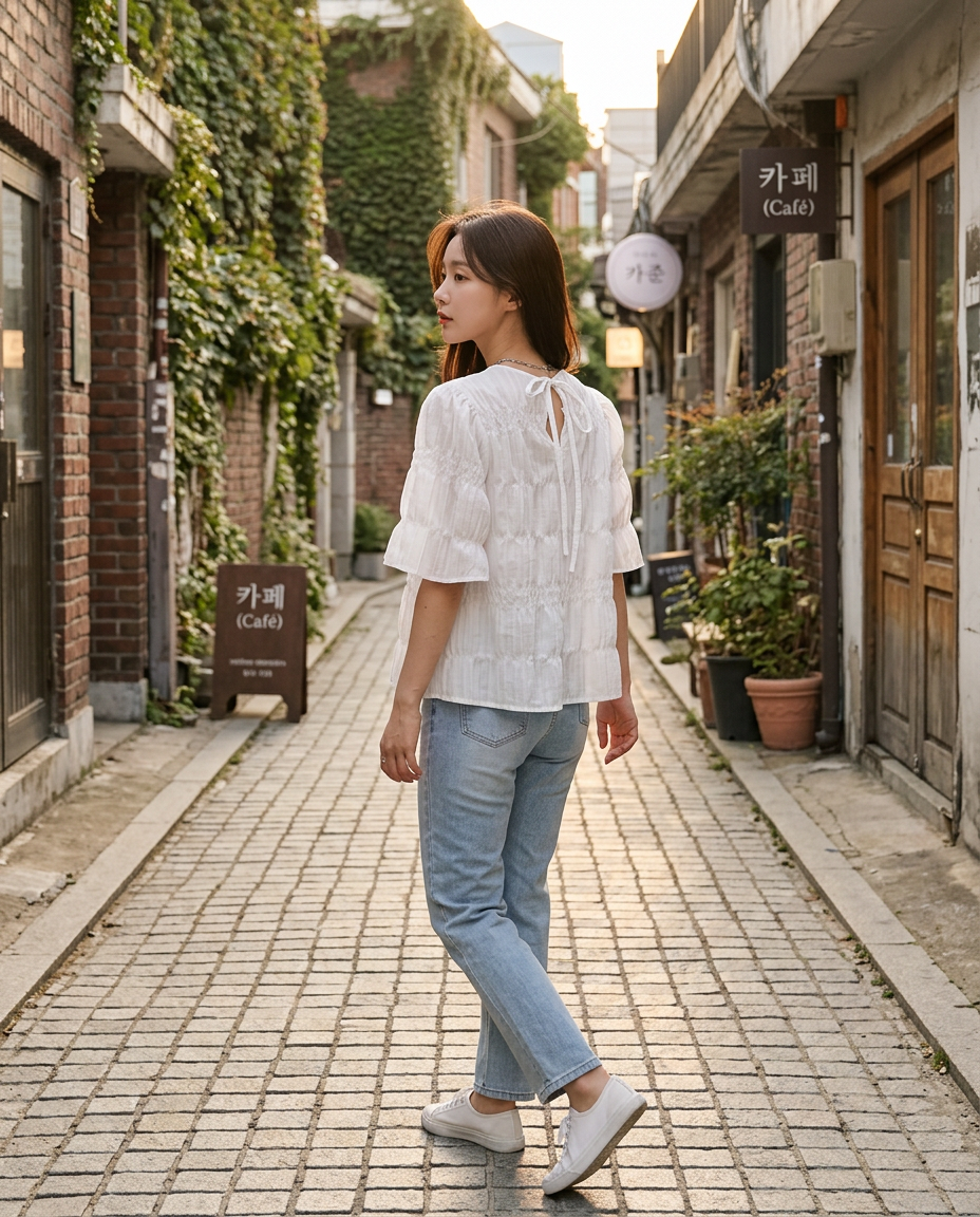 Dreamy Ribbon Back Top - 드리미 리본 백 탑