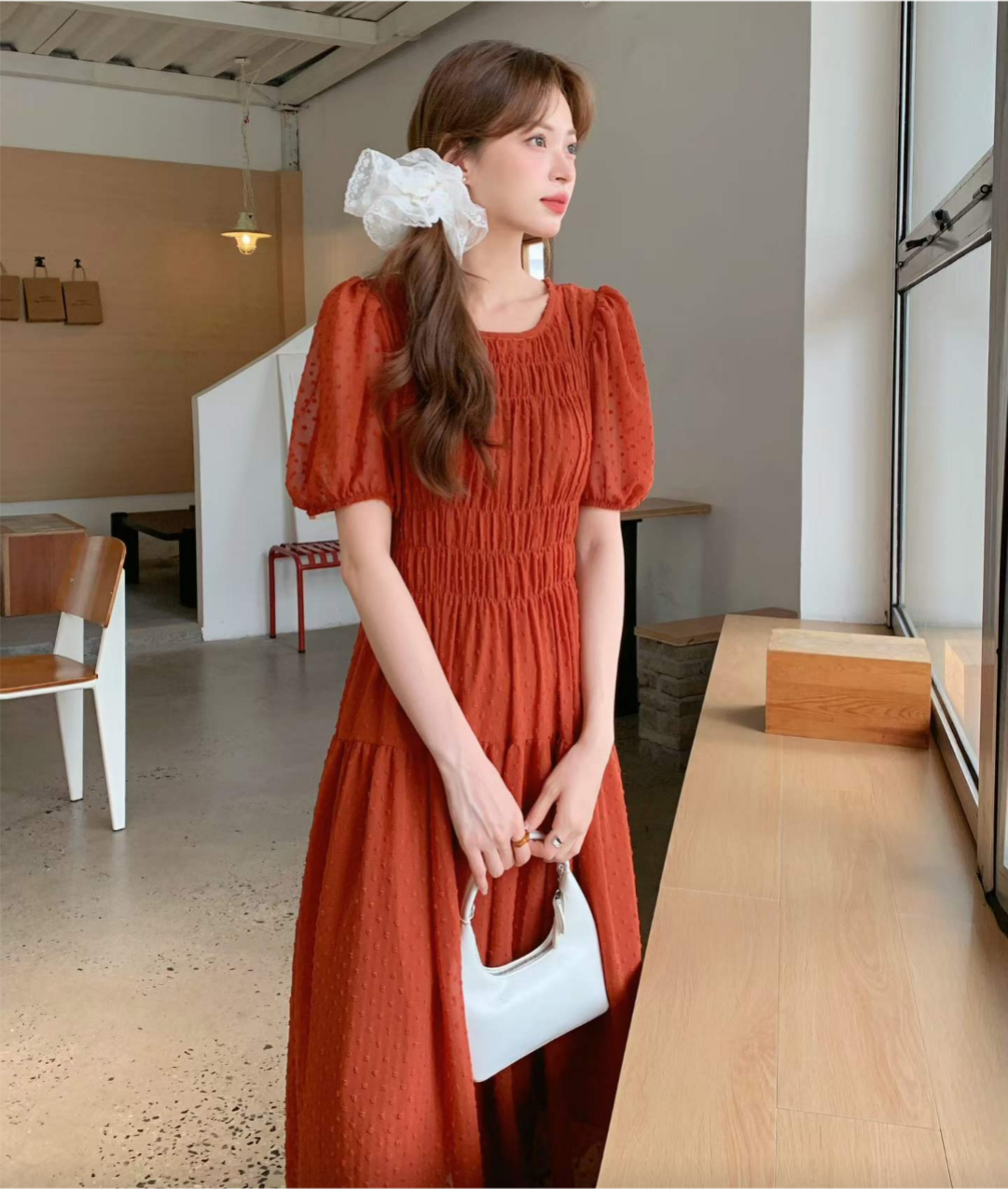 Romantic Dot Puff Long Dress - 로맨틱 도트 퍼프 롱 원피스