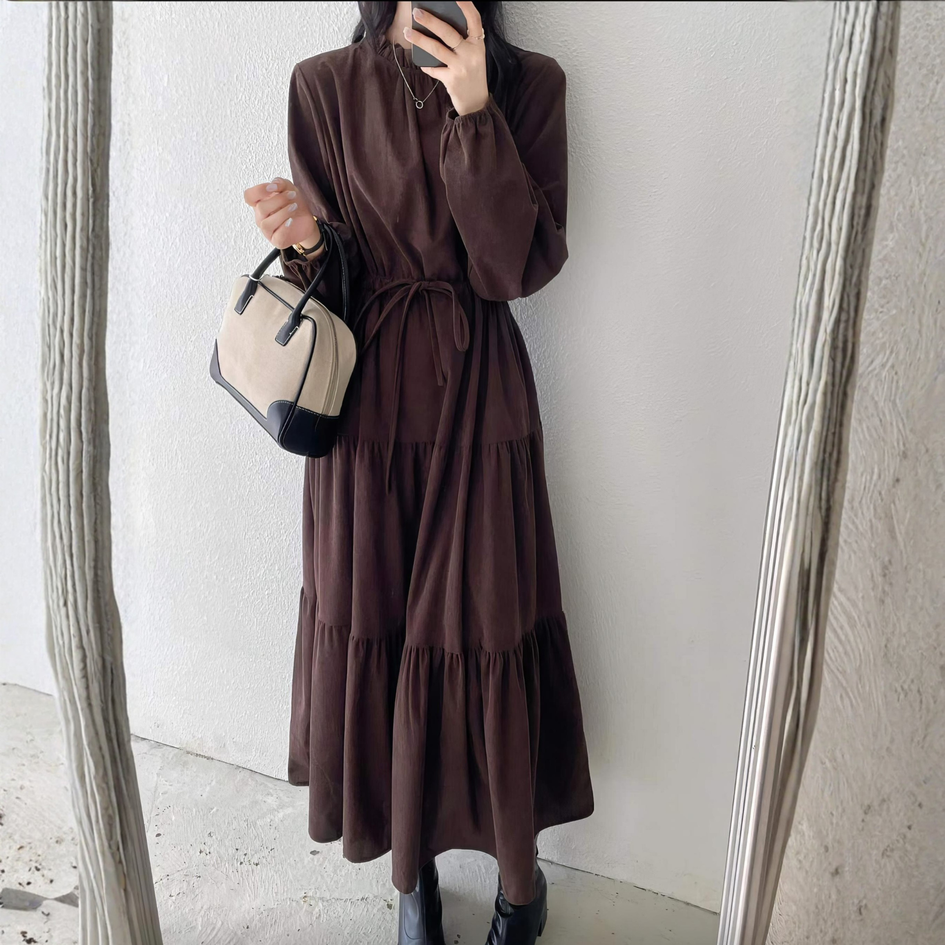 Cordy Puff Maxi Dress - 코듀로이 퍼프 맥시 드레스