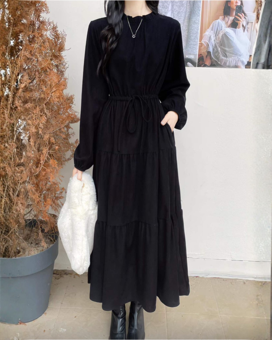 Cordy Puff Maxi Dress - 코듀로이 퍼프 맥시 드레스