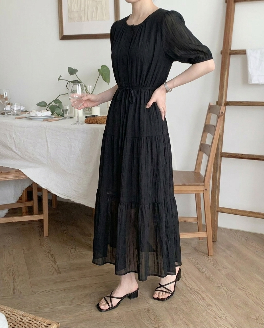 Romantic Button Long Dress - 로맨틱 버튼 롱 원피스