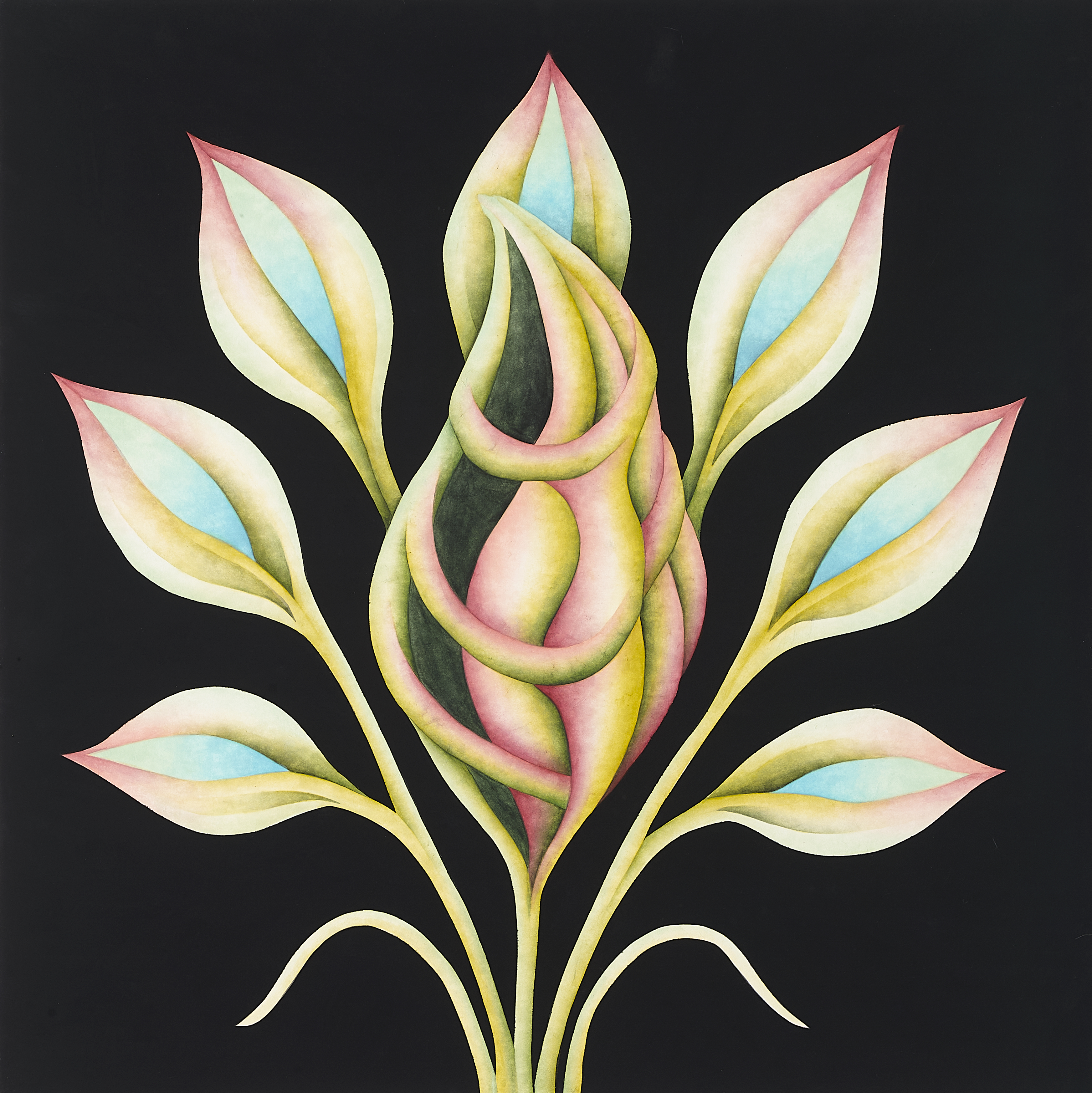 [유현수] 피어나는 것들의 이름, 장지에 분채, 72x72cm, 2025