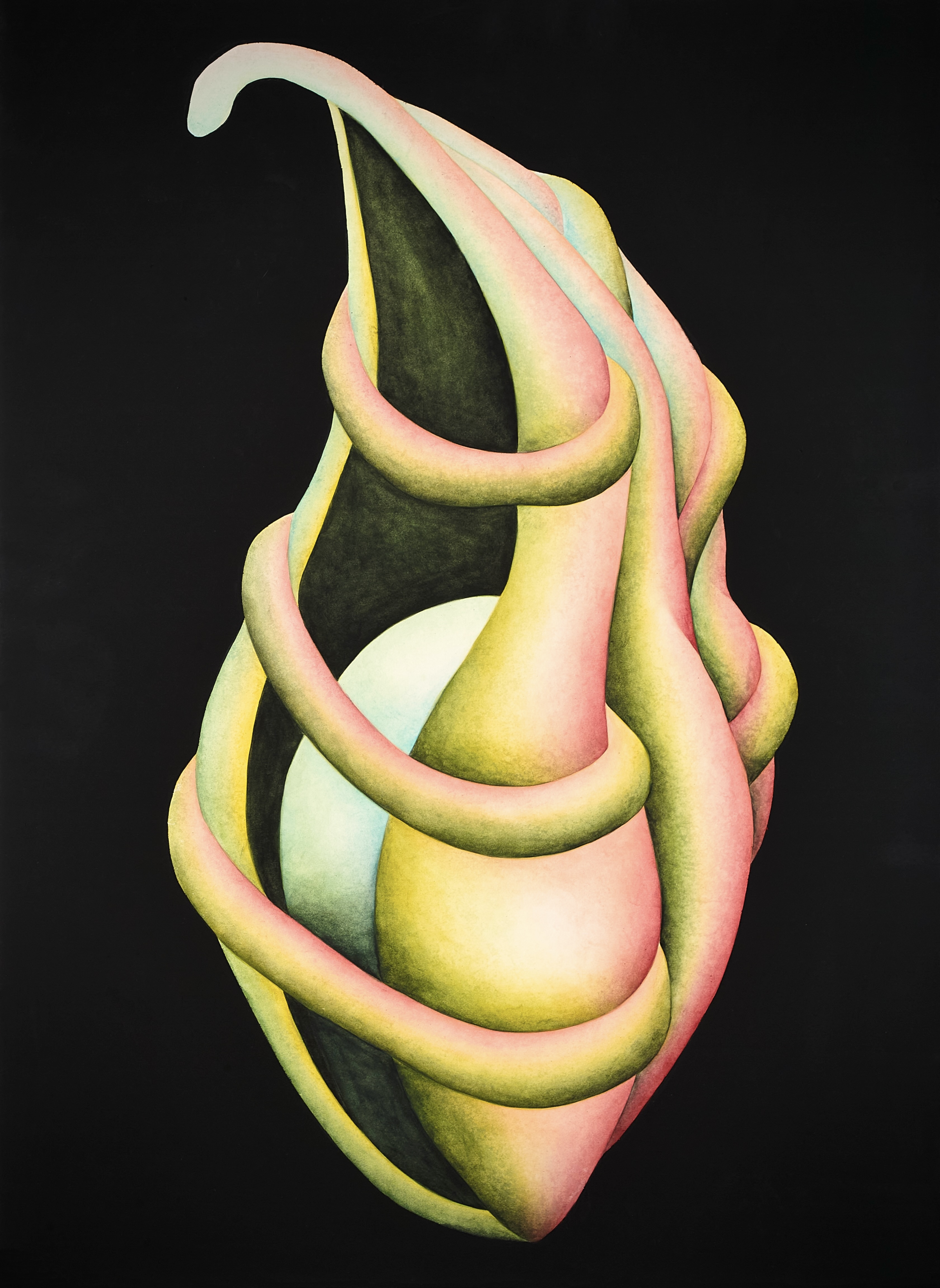 [유현수] 피막 아래, 생의 씨앗, 장지에 먹과 분채, 72.7x53cm(20P), 2025
