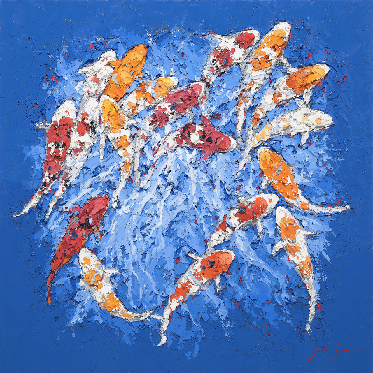 [전미선] KOI 574, 72.7X72.7cm, Mixed media on canvas, 2025