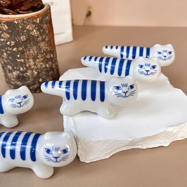 세라믹 고양이(블루 스트라이프)
