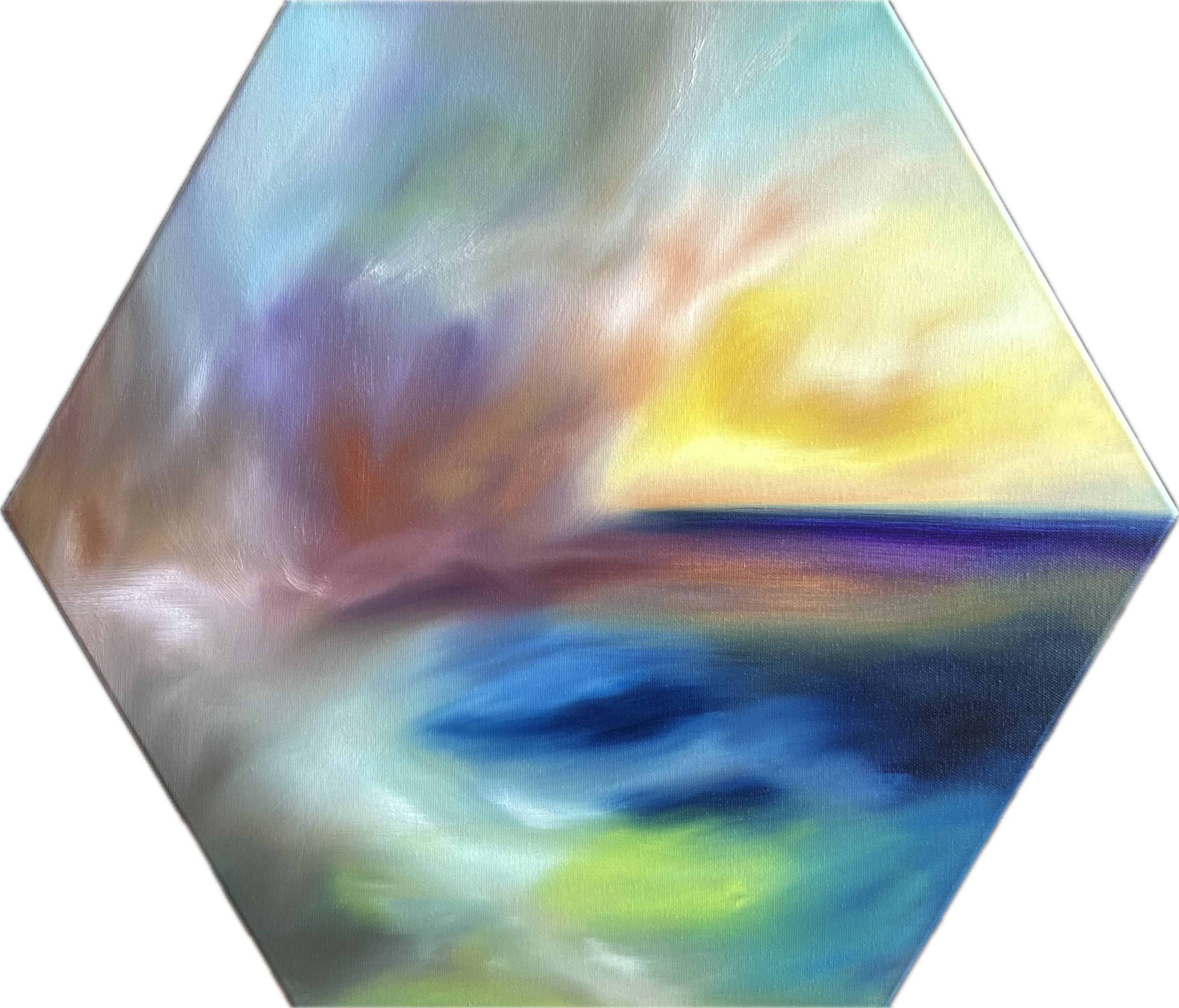 [한수연] Redemptio 31, 43.5x50cm(육각변형), 캔버스 위 유화, 2026