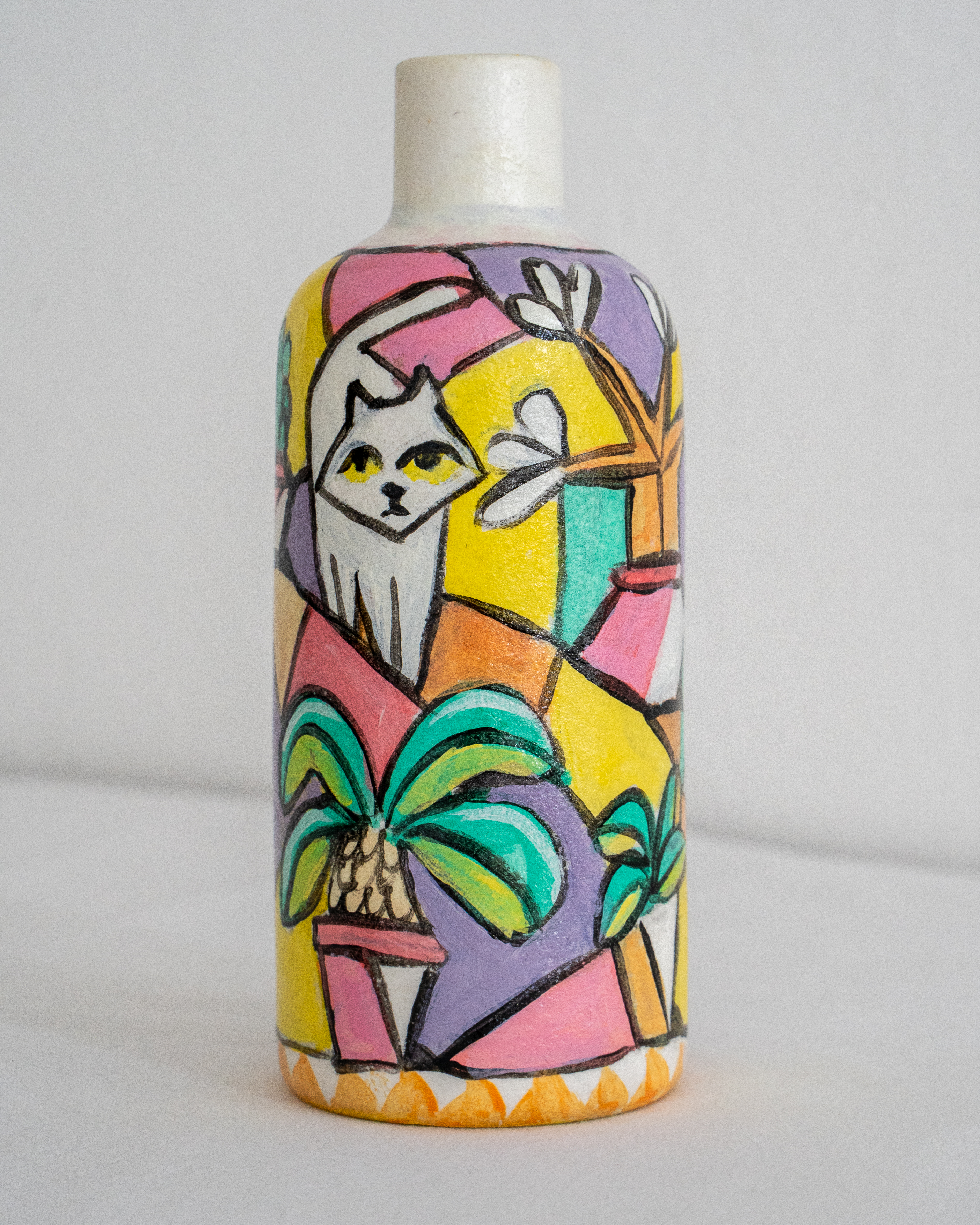 [Pablo Ientile] Patio Vase, 20x5cm, Acrylic on ceramic, 2026