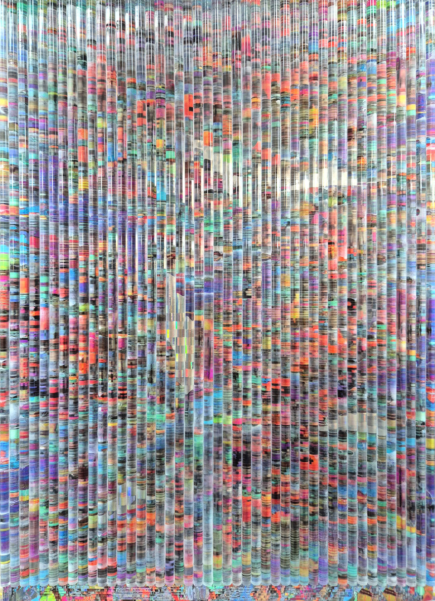 [SIM_Moby] 9050 SIM_Overlay(부름의 연옥), 4F (24.2 x 33.4cm), 캔버스에 믹스미디어, 아크릴 스틱 콜라주, 2024