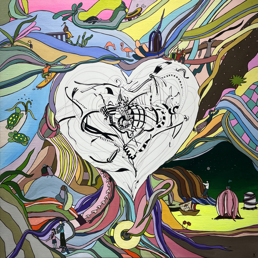 [최지영] all about love NO.1, Acrylic and pen on canvas, 45x45cm, 2026